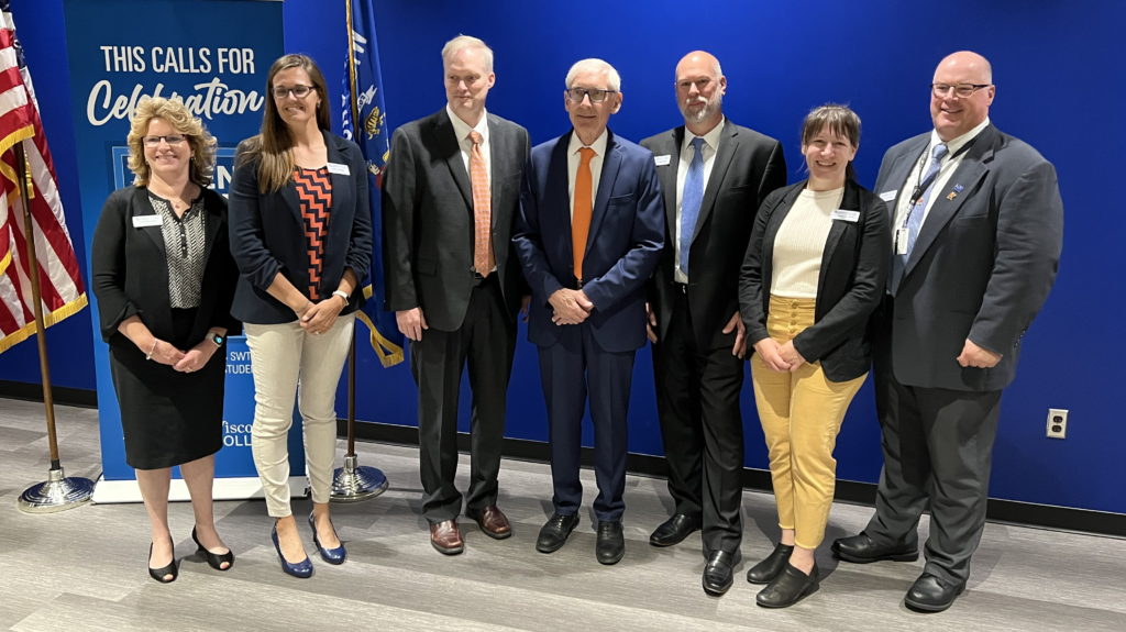 Governor Tony Evers with Southwest Tech President and staff