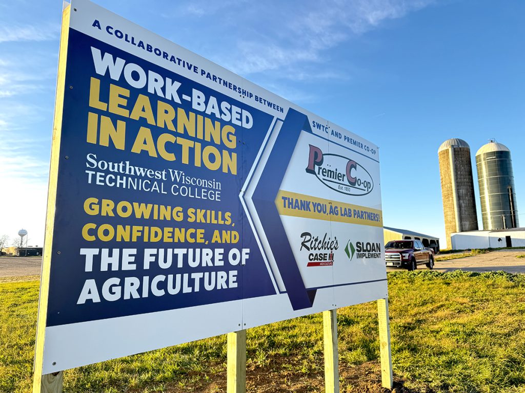 Sign at the crop ground.