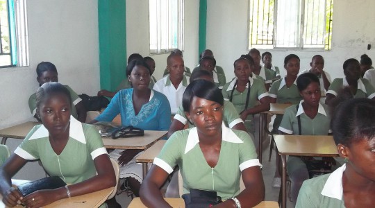Haitian Nursing Students in a classroom in Mirabalais, Haiti