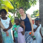 Nursing students and Haitian orphans enjoy eachother's company.